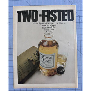Listerine Antiseptic Two-Fisted Kills Germs 1967 Vintage Print Ad Life Magazine